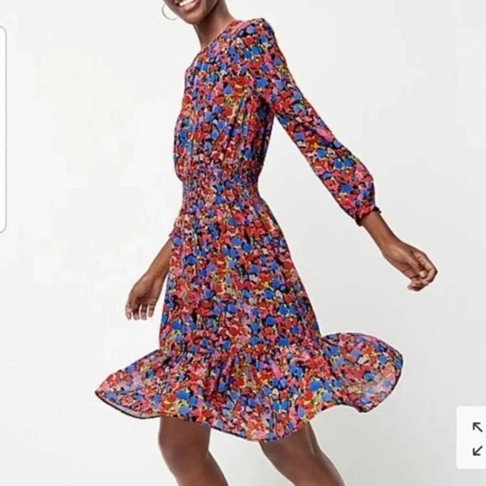 J Crew Cinched-waist dress in watercolor floral print
